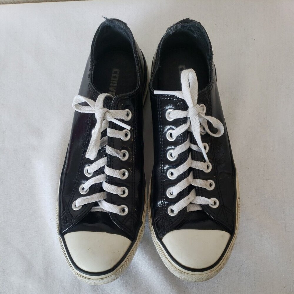 Converse Chuck Taylor All Star Sneakers Womens 8.5 Black Patent Leather Shoes